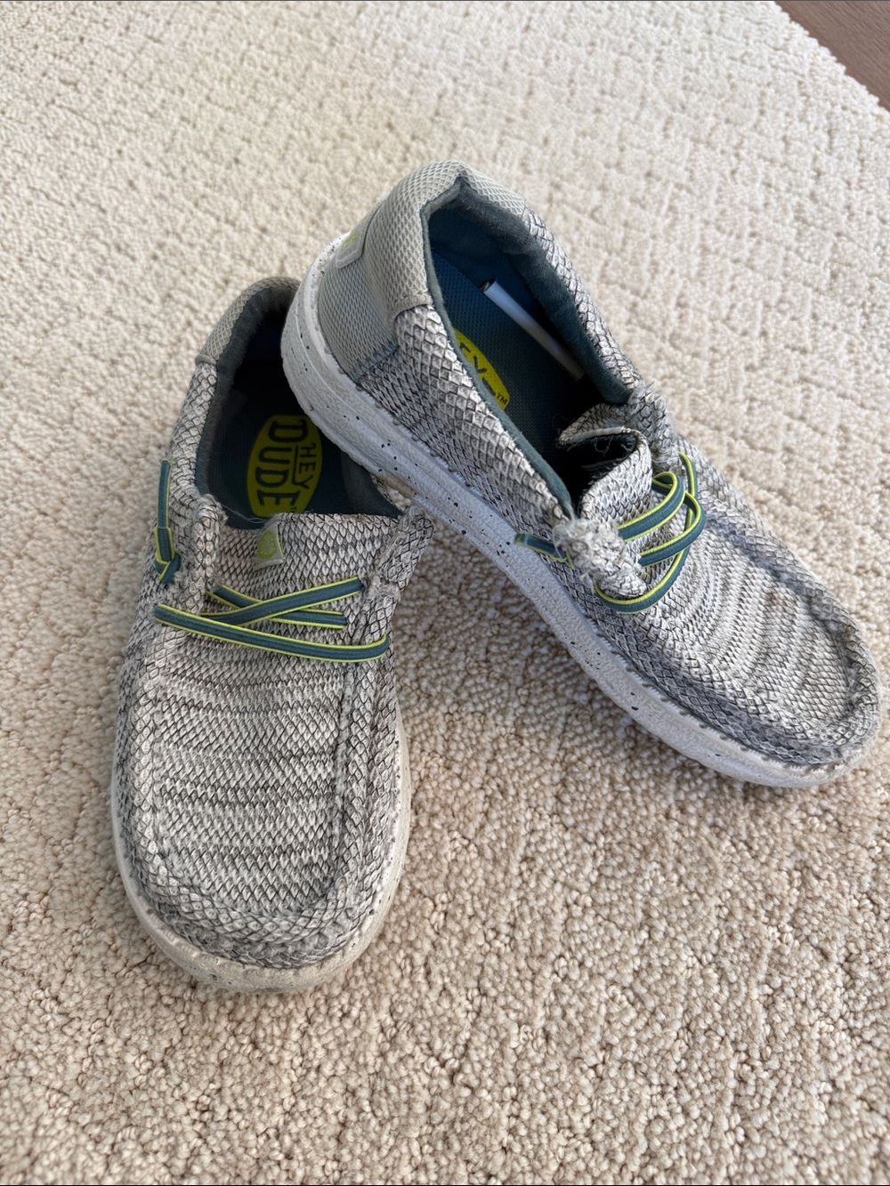 Hey Dude Kids Wally Slip-On - Gray with Lime Trim